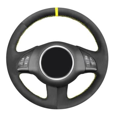 Imagem de MEWANT Capa de volante de carro de camurça preta respirável DIY para Fiat 500 2007-2015 / Fiat 500e 2014-2018 / Fiat 500C 2014-2017 acessórios de volante para Fiat 500