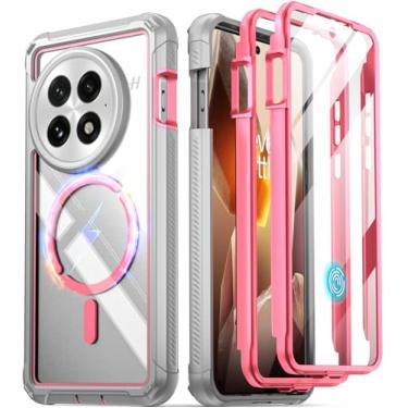 Imagem de Poetic Guardian Capa transparente para OnePlus 13 5G rosa/transparente | Protetor de tela integrado, funciona com ID de impressão digital, 2 molduras frontais, corpo inteiro, à prova de choque