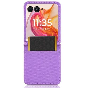 Imagem de Capas Compatível com MOTO Razr 50 Ultra.Fechamento Magnético Design de pé Leather Flip Case com slots de cartão de carteira.Capas para MOTO Razr 50 Ultra-Purple