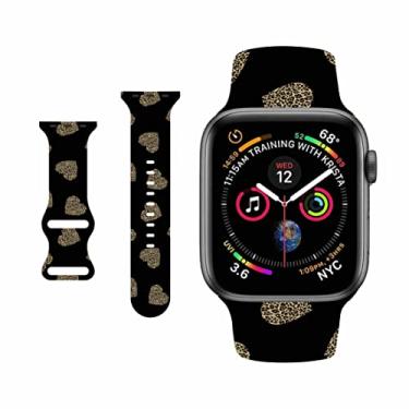 Imagem de BONICI Pulseira de relógio inteligente para Apple Watch iWatch 7/6/SE/5/4/3/2/1 (38 mm, 40 mm, 41 mm), linda pulseira de substituição de borracha de silicone macia esportiva com coração de amor dos namorados - I