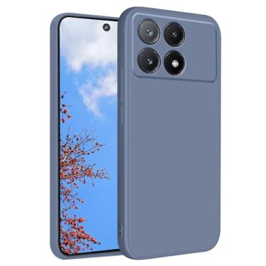 Imagem de Yarxiawin Capa de telefone para Xiaomi Poco X6 Pro toque macio sedoso roxo, capa protetora estética de silicone fina anti-impressão digital à prova de choque capa fofa (cinza)