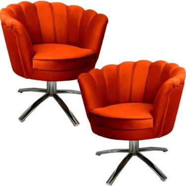 Imagem de Kit Duas Poltronas Giratórias Pétala em Sued Premium Terracota - Sua C