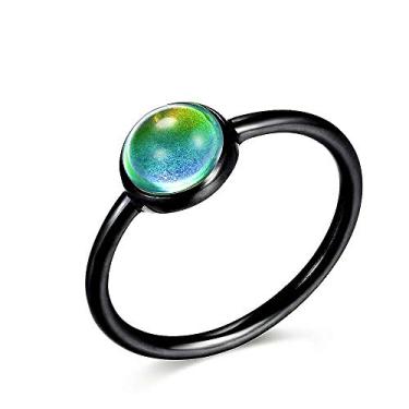 Imagem de Ello Elli Anel de humor de aço inoxidável minimalista/delicado de 1,5 mm em tons de ouro, ouro rosa, prata e preto, Metal, acrílico