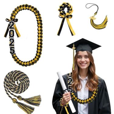 Imagem de Pacote de formatura: inclui 1 fita leis, 1 cordão de formatura, 1 pulseira trançada, 1 borlas de formatura com ano de 2025, 4 patches bordados [2025], o pacote atenderá à maioria das suas necessidades