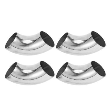 Imagem de Motoforti 4 peças 90 graus mandril curva cotovelo carro modificado tubo de escape tubulação 6.3 cm espessura OD 1,5 mm/16GA 63x175x1,5 mm aço inoxidável 304 tom prata