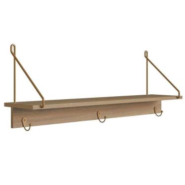 Imagem de Cabideiro Com Prateleira Oslo Artesano 90 Cm (largura) Mdp Hanover Suporte Metálico Dourado