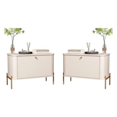 Imagem de Conjunto Mesa De Cabeceira Albania Off White Bronze