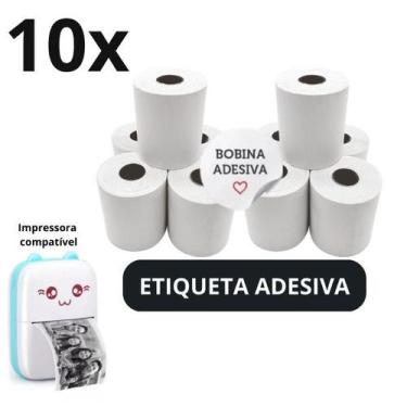 Imagem de 10 rolos etiqueta adesiva para impressora gatinho - Xd Mega, Branco