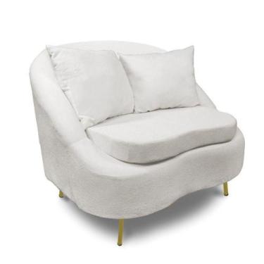 Imagem de Poltrona Decorativa Orgânica Pé Ferro Dou Zaya Bouclê Off White C05 - 