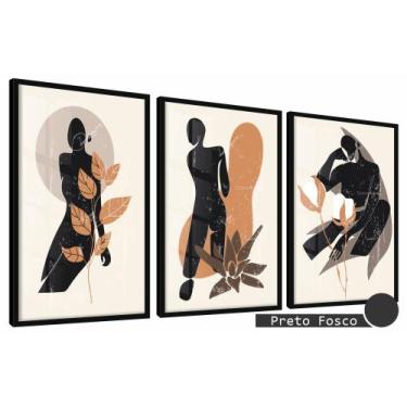 Imagem de Quadros Decorativos Kit 3 Moldura e Vidro Persona Silhueta - Belo Quad