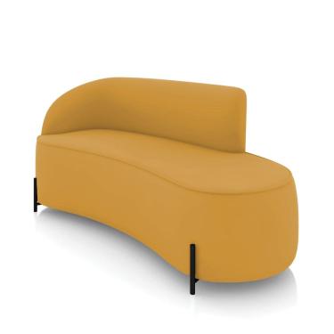 Imagem de Sofá 3 Lugares Orgânico 180cm Pé Ferro Preto Morgan Veludo Mostarda D03 - D`Rossi