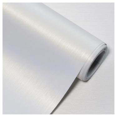 Imagem de Papel de parede branco pérola descascar e colar 15,7" × 118" papel de contato texturizado metálico papéis de parede modernos à prova d'água removível vinil autoadesivo DIY decoração papel de parede