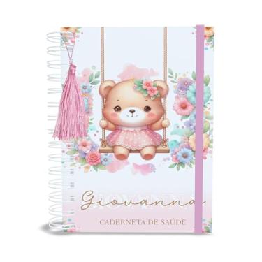 Imagem de Caderneta de Saúde Vacina A5 Personalizada Ursinha Balanço Menina