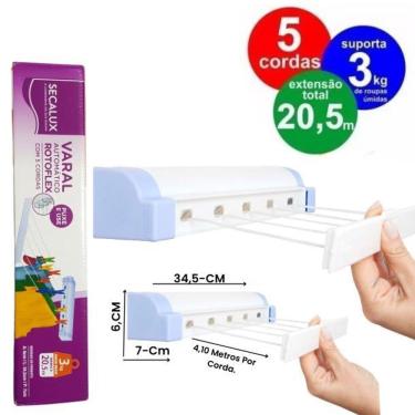 Imagem de Varal Inteligente Rotoflex Secalux 5 Cordas 4,10M Até 3Kg