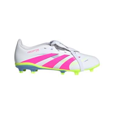 Imagem de adidas Tênis unissex infantil League Predator Firm Ground Soccer Cleats (criança pequena), Branco/rosa lúcido/limão lúcido, 12.5 Little Kid