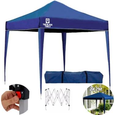 Imagem de Tenda Gazebo Desmontável 2x2m Barraca Praia Camping Cor Azul The Black