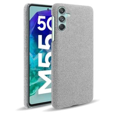 Imagem de Capa para Samsung Galaxy M55,Capa desenhada em lona,Case Protetora Ultrafina com Empunhadura Macia,Design em Tecido Antichoque e Antiarranhões-Light gray