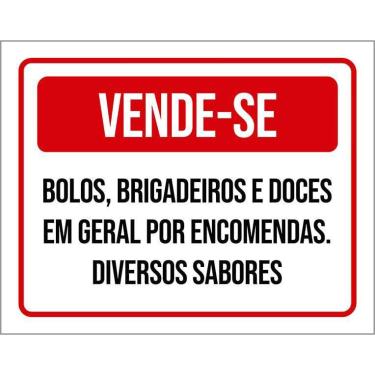 Imagem de Placa Vende-Se Bolos Brigadeiros Doces Encomendas 18X23