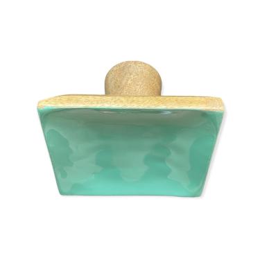 Imagem de Cabide de Parede Retangular Liso Verde Claro em Madeira