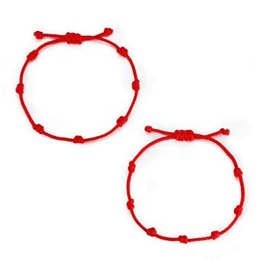 Imagem de JENDEAR SHINE 7 Knot Bracelet, Kabbalah Red Bracelet, Red String Amulet Protect Good Luck Destiny, Suitable for Women Men Couple Mother Daughter