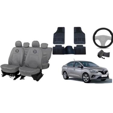 Imagem de Kit capa couro Logan + volante + tapete durável - ferro tech br