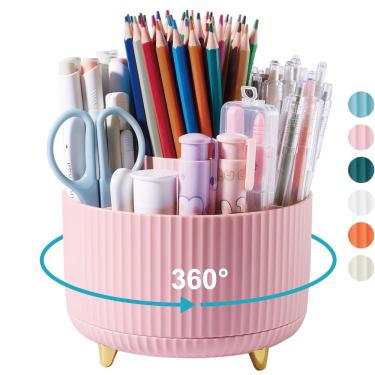 Imagem de Porta-lápis para caneta Lolocor, mesa giratória de 360 graus, rosa