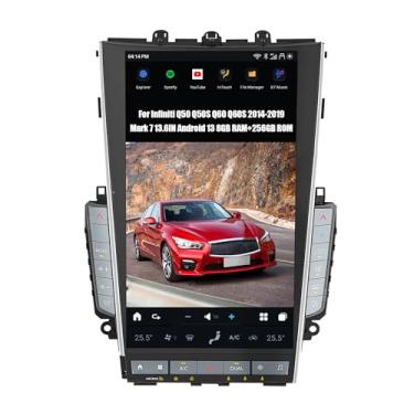 Imagem de AUCARAUTO AuCar Rádio automotivo 2025 Latest Mark 7 Android 13 para Infiniti Q50 Q50S Q60 Q60S 2014-2019, unidade de cabeça de carro estilo T de navegação GPS, reprodutor de vídeo estéreo multimídia