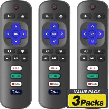 Imagem de Pacote com 3 controles remotos de substituição apenas para Roku TV, compatível com TCL Roku/Hisense Roku/Sharp/Philips/Onn Roku (não para Roku Stick e Box)