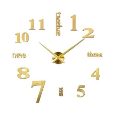 Imagem de Relógio de Parede Moderno 3D DIY - Quartzo, Acrílico e Espelho - Decor