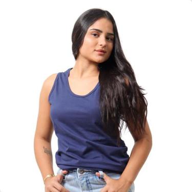 Imagem de Camiseta Cavada Regata Feminina Algodão Leve  - TechMalhas, Azul, M