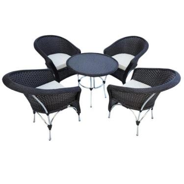 Imagem de Jogo Cadeiras Amora Com Mesa Em Alumínio E Fibra Tabaco Almofadas Duna