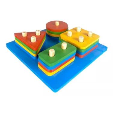 Imagem de Brinquedo Educativo Pedagógico Montessori Formas Geométricas - Moderna