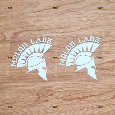 Imagem de Sparta Mask Molon Labe Adesivo Espartano Come and Take It Vinil - Pacote com 2 Branco 10 cm - Para Carro Barco Laptop Copo Sem Fundo Cortado 0211a5