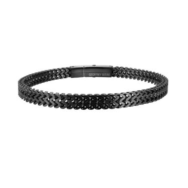 Imagem de Geoffrey Beene Pulseira masculina de aço inoxidável com corrente de dois fios, fecho de caixa, 9"Inches Length, Aço inoxidável, Sem Pedra Preciosa