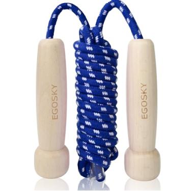 Imagem de Corda de pular para crianças, alça de madeira ajustável, corda de pular melhor para meninos e meninas, treinamento de fitness/exercício/atividade ao ar livre, brinquedo divertido
