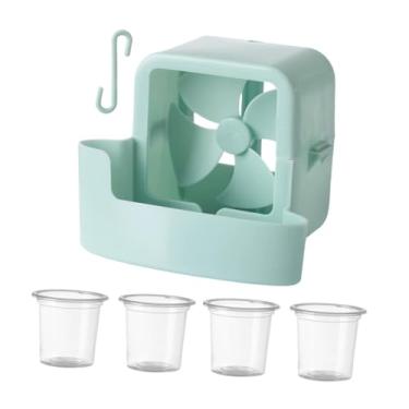 Imagem de Fenteer Mini ventilador de refrigeração silencioso com gancho, ventilador de gelo portátil, adicione cubos de gelo para camping, mesa, quarto, escritório, Azul