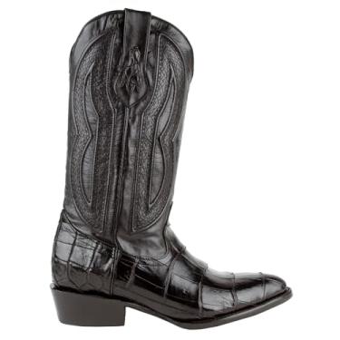 Imagem de Ferrini Bota masculina estilo caubói jacaré com barriga e bico redondo, Black, 43 BR G