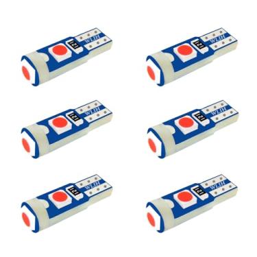 Imagem de WLJH Pacote com 6 Super Brilhantes 3030-3SMD T5 Canbus Livre de Erros Painel Painel de Instrumentos Vermelho Luz de Painel, Plug and Play