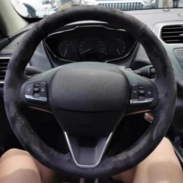 Imagem de LYBQFZ Capa de volante de camurça, acessórios de interior de carro, faça você mesmo, para Ford Focus 4 2019 2020 Fiesta 2017-2019 Tourneo 2018 2019 2020
