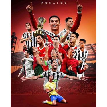 Imagem de Pôster autografado Superstar e Cristiano Ronaldo para decoração de parede de quarto de fãs de crianças - pôsteres de futebol americano em tela para presentes de aniversário de meninos adolescentes