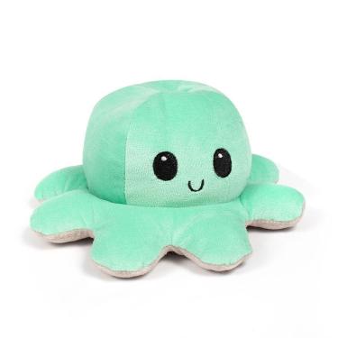 Imagem de Polvo Humor Reversível De Pelúcia Feliz Triste Verde / Cinza