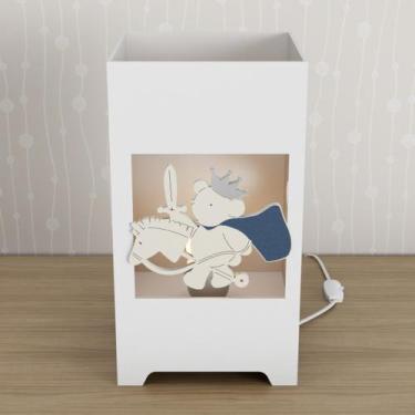 Imagem de Abajur Luminária MDF Quarto Infantil Kit Higiene Urso Rei - Neném na N