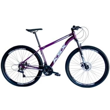 Imagem de Bicicleta 29 KSX Masculino Mtb Alum. Bike Index Freio Mecânico 21v Cabeamento Interno Suspensão 80mm (VIOLETA/BRANCO, 19)