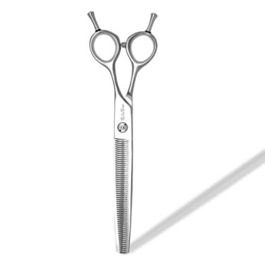 Imagem de SnipStar 7 polegadas Tesoura profissional de desbaste para animais de estimação em aço JP440C para cuidados com cães, taxa de desbaste de 25%
