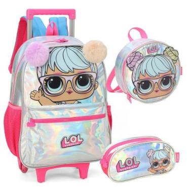 Imagem de Kit Mochila Rodinhas Holográfica Oficial LOL SURPRISE Luxcel