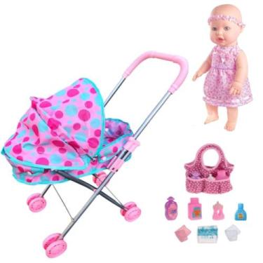 Imagem de Boneca Sapeka Faz Xixi Mamadeira Carrinho Bolsa Maternidade - DM Toys