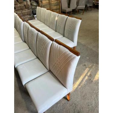 Imagem de Conjunto 6 Cadeiras Estofadas Bella Pés Madeira Amêndoa, veludo Palha 