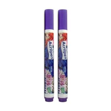 Imagem de Caneta Para Tecido Acrilpen 2 Unidade - Acrilex - Pintura Permanente e Personalização É Ideal Para Personalizar E Detalhar Seus Projetos De Tecido Com Precisão E Durabilidade (516 Violeta)