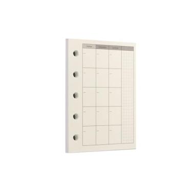 Imagem de Zelten 1 pacote A8 40 folhas/80 páginas planejador mensal folha solta papel perfurado refil de papel para fichário de 5 furos organizador pessoal diário agenda recarregável