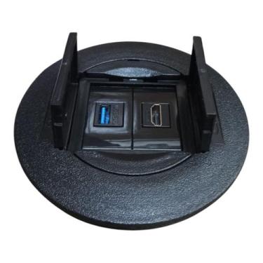 Imagem de Mini Caixa de Embutir Redonda 1 EMENDA USB 1 HDMI - QTMOV, Preto